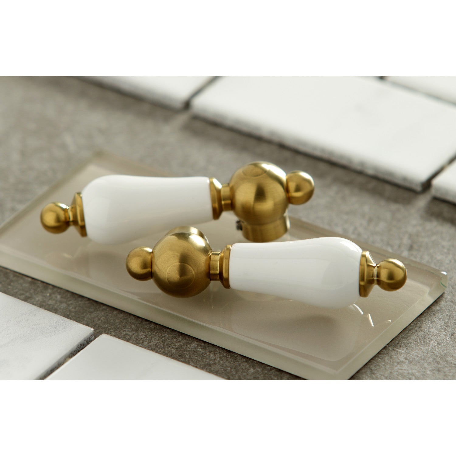 Kingston Heirloom KS3127PL - Vintage Double-Handle 3-Hole Wall Mount Bathroom Faucet, Brushed Brass — thumbnail 3